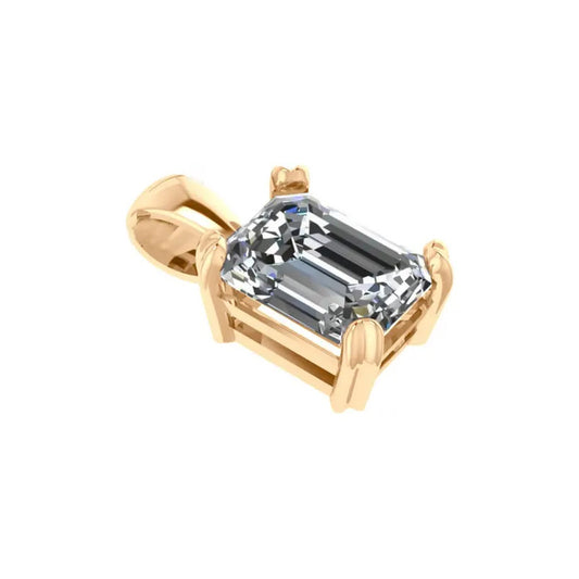 Pingente Retangular Prata 925 Dourada 18k - Zircônia  Branco