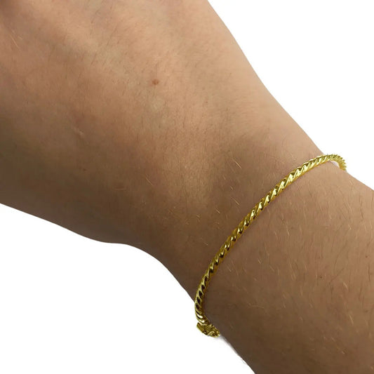 Pulseira Bracelete Torcido Prata 925 Dourada 18k - Pequeno 5 Cm