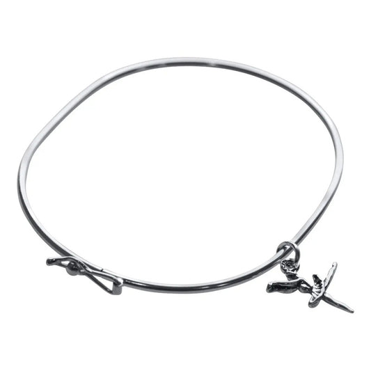 Pulseira Bracelete Rígido Prata 925 - Pingente Bailarina 19 Cm