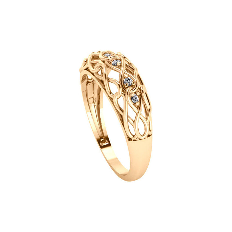 Anel Bombe Infinito Zircônias - Prata 925 Dourada 18k