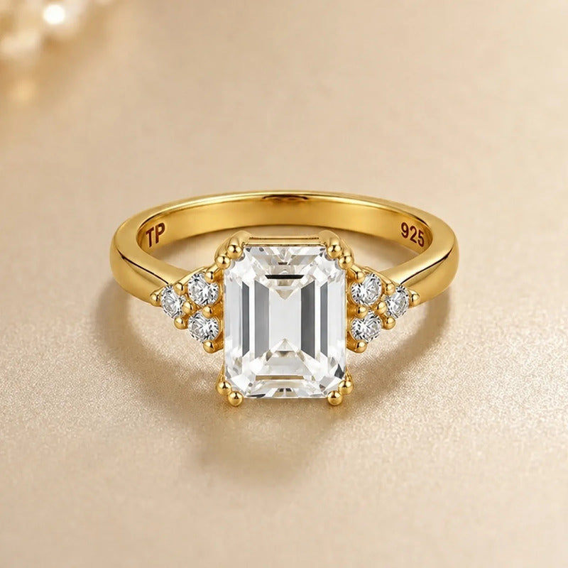 Anel Vintage Clássico Prata 925 Dourada Ouro 18k Zircônia