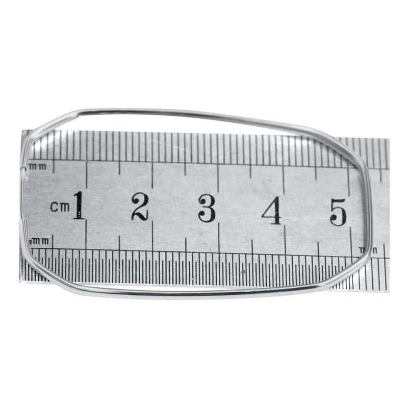 Brinco Argola Grande De Prata 925 Retangular - 50mm Feminina Prata