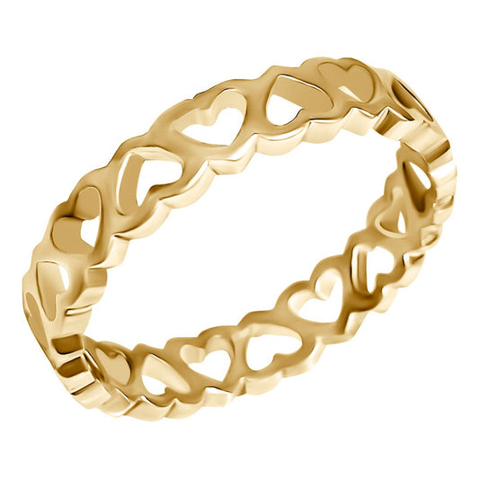 Hollow Hearts Ring In 925 Silver 18k Gold - Exclusive