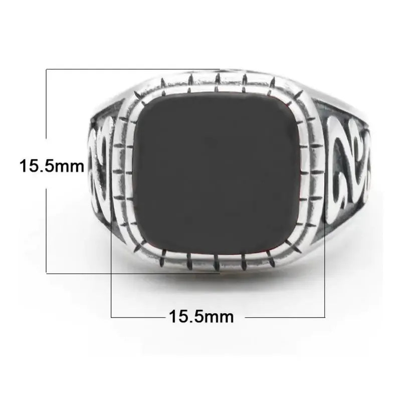 Anel Masculino Esculpido Prata 925 Black Onix Lançamento