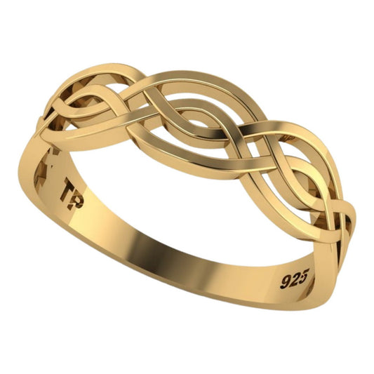 Anel Celta Infinito Prata 925 Dourada 18k - Exclusivo