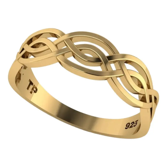 Anel Celta Infinito Prata 925 Dourada 18k - Exclusivo