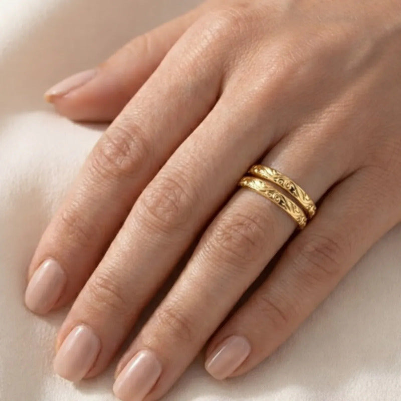 2 Aneis Fio Arabesco Aliancinha Prata 925 Dourada Ouro 18k