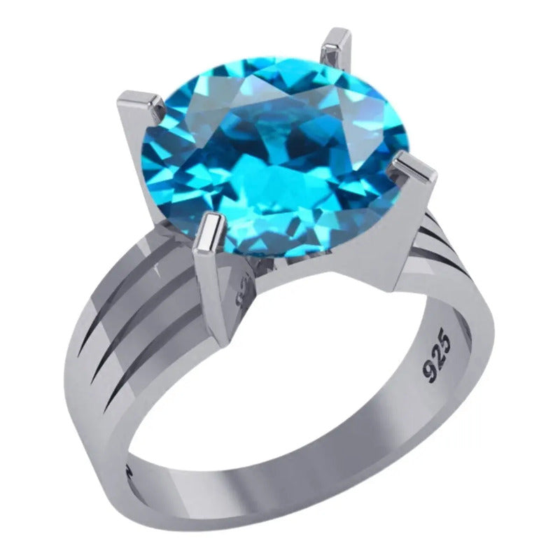 Anel Solitário Zirconia De Pura Prata 925 - Feminino Tamanho 30