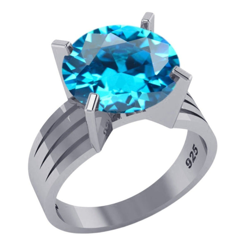 Anel Solitário Zirconia De Pura Prata 925 - Feminino Tamanho 30