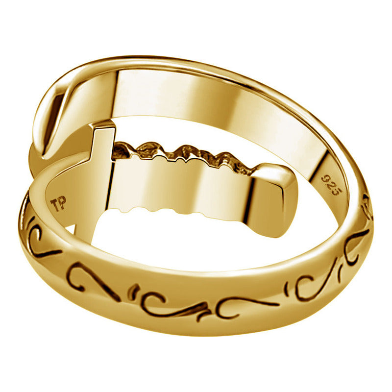 Anel Espada Samurai Prata 925 Dourada 18k Ajustável
