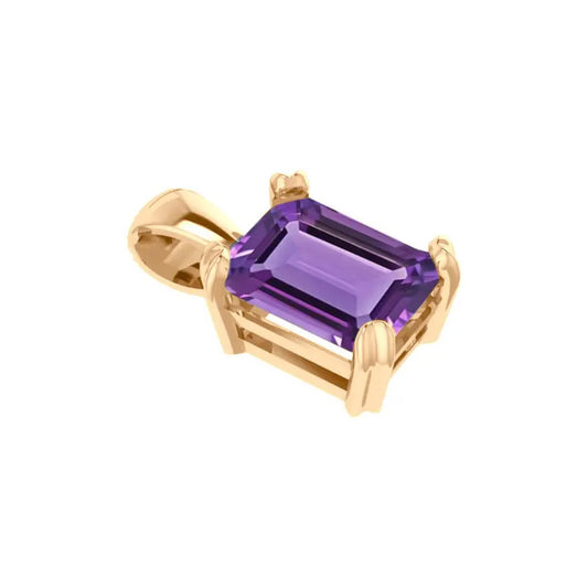 Pingente Retangular Prata 925 Dourada 18k - Ametista Violeta