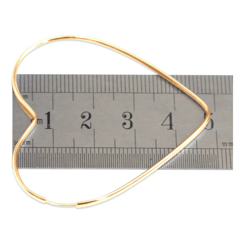 Brinco Argola Coração De Prata 925 Dourada Ouro 18k - 5cm Dourado