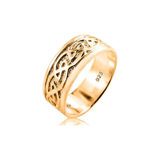 Anel Masculino Infinito Celta - Prata 925 Dourada 18k