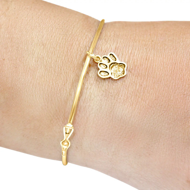 Bracelete Rígido Prata 925 Dourada 18k - Pingente Patinha 19 Cm