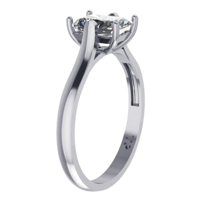 Anel Solitário Prata 925 Zirconia Retangular - Exclusivo