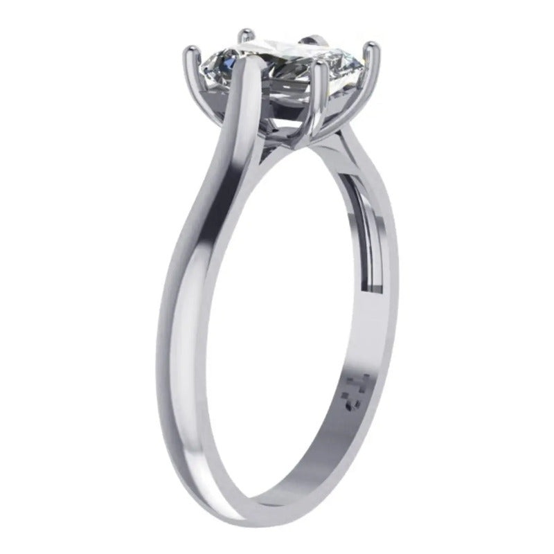 Anel Solitário Prata 925 Zirconia Retangular - Exclusivo