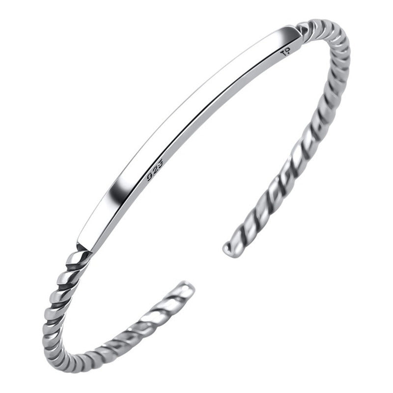 Pulseira Bracelete Torcido Rígido Maciço Prata 925 - Unissex