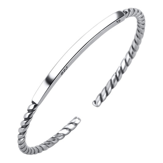 Pulseira Bracelete Torcido Rígido Maciço Prata 925 - Unissex
