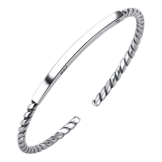 Pulseira Bracelete Torcido Rígido Maciço Prata 925 - Unissex