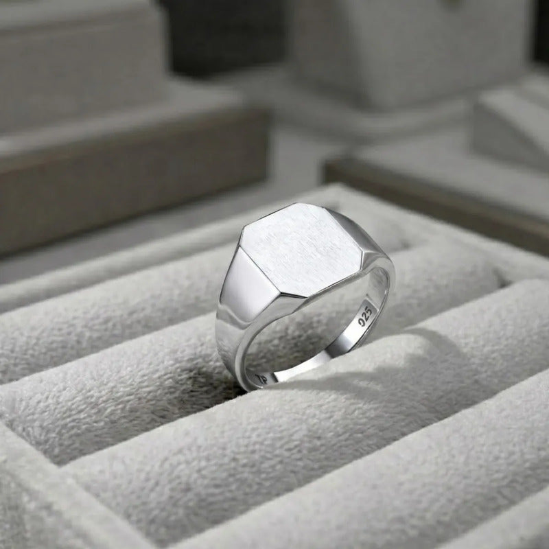 Anel De Prata 925 Sólido Feminino Retangular - Exclusivo