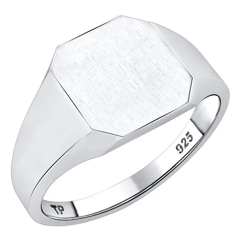 Anel Pura Prata 925 Retangular Masculino - Exclusivo