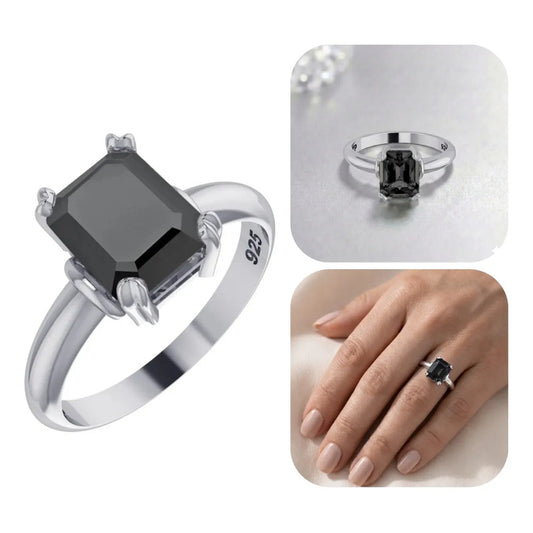 Anel Black Onix Natural Prata 925 Vintage- Exclusivo