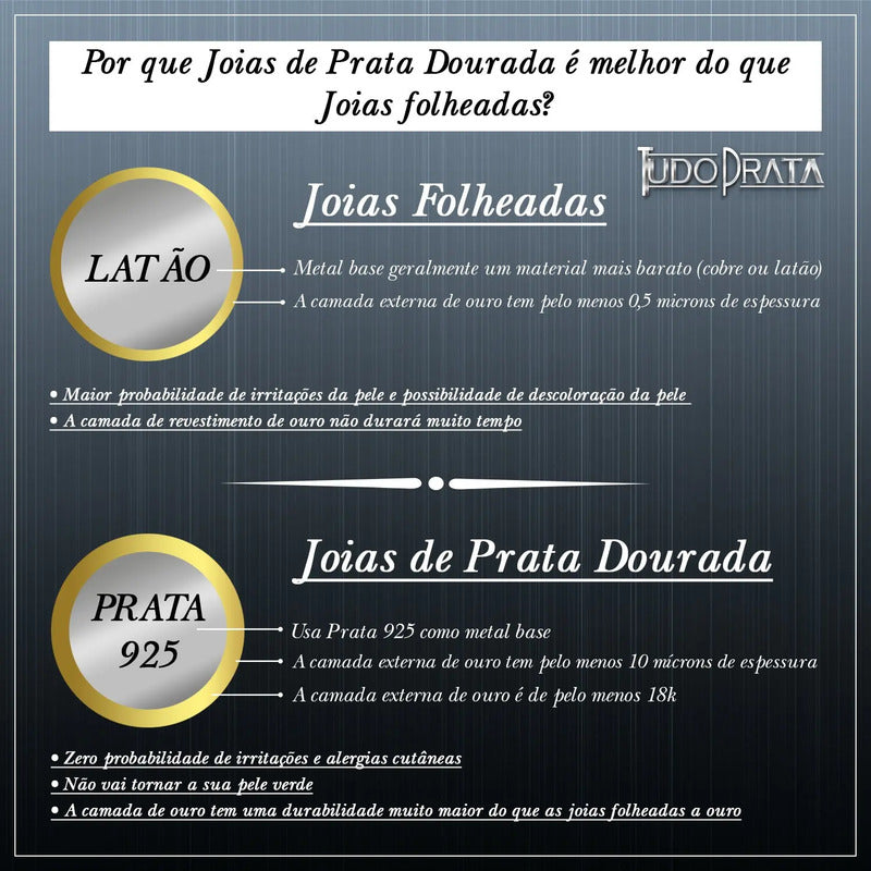 Corrente 3x1 Prata 925 Dourada 18k Elos 5mm Masculina 60cm Dourado