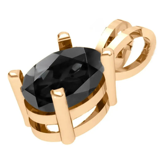 Pingente Oval Prata 925 Dourada 18k - Black Ônix Preto