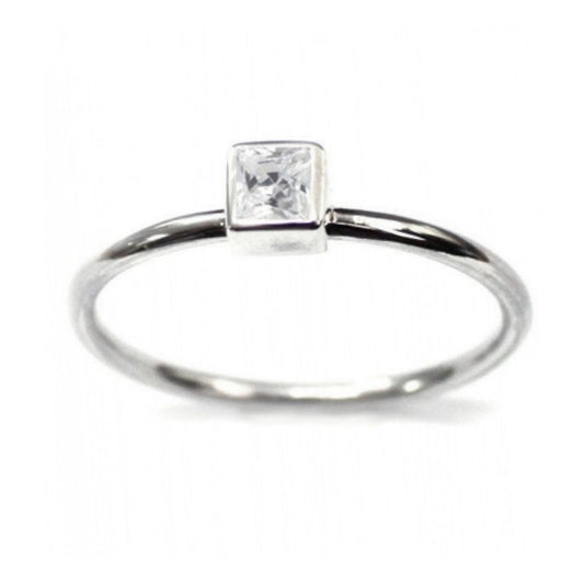 Anel De Prata 925 Solitário Zirconia Quadrada - Exclusivo  -  Compre Joias Direto Da Fábrica E Economize Dinheiro