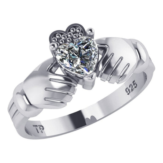 Anel De Prata 925 Claddagh Zirconia - Exclusivo  -  Compre Joias Direto Da Fábrica E Economize Dinheiro