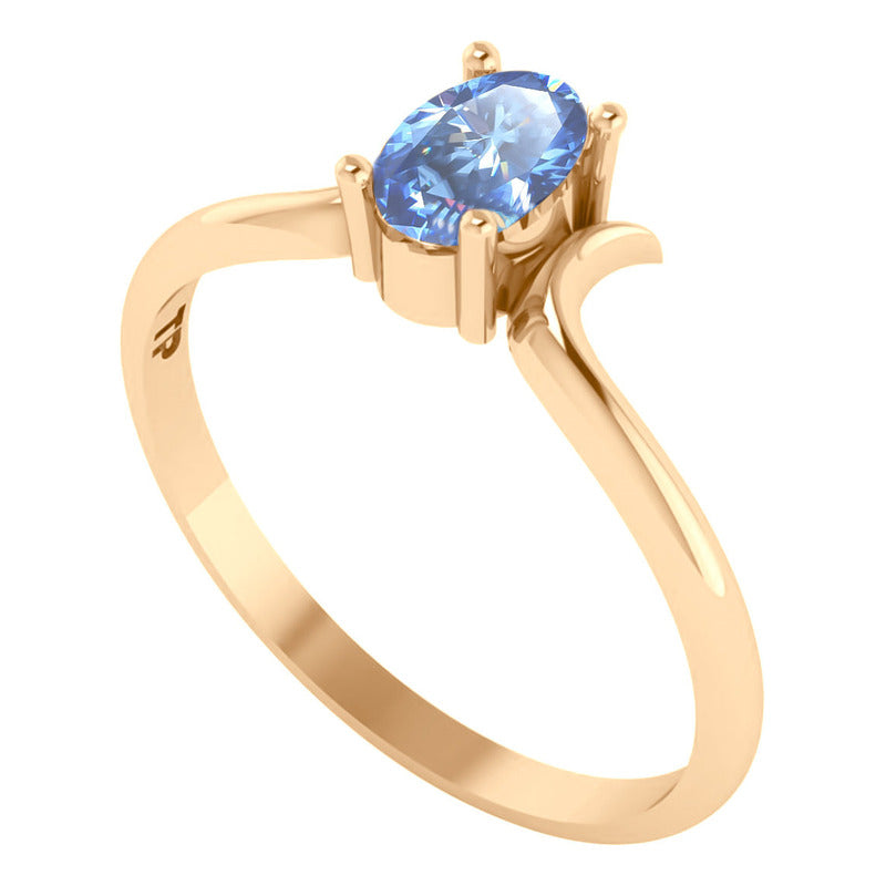 Anel Roma Solitário Prata 925 Dourada Ouro 18k - Topázio