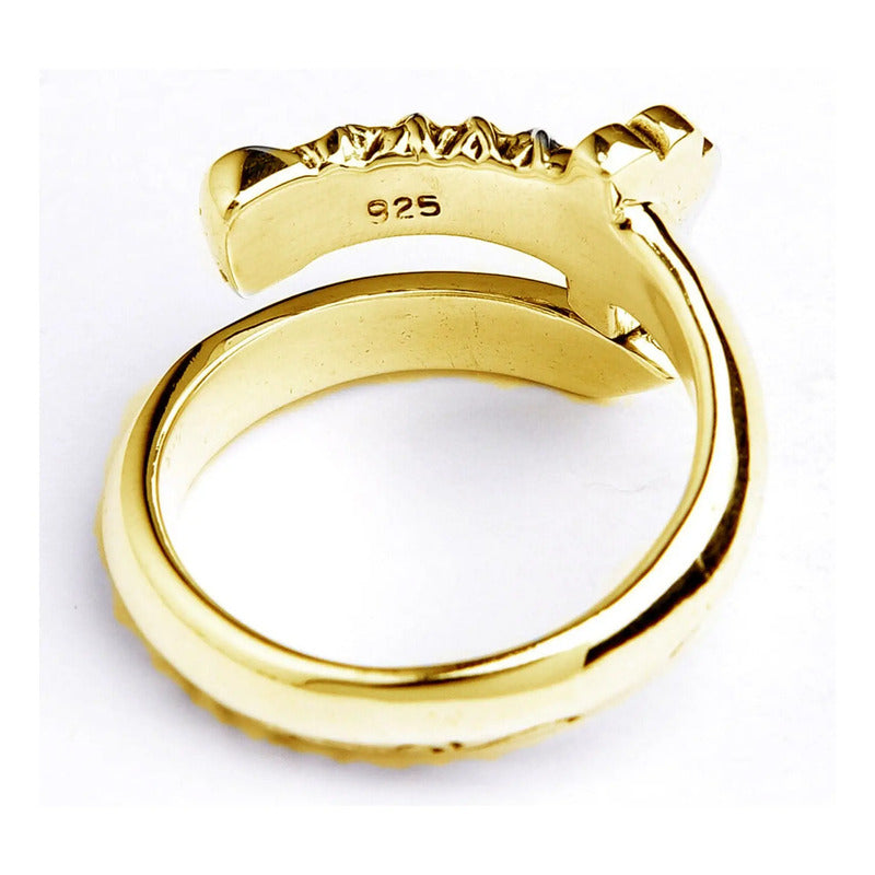 Anel Espada Samurai Prata 925 Dourada 18k Ajustável