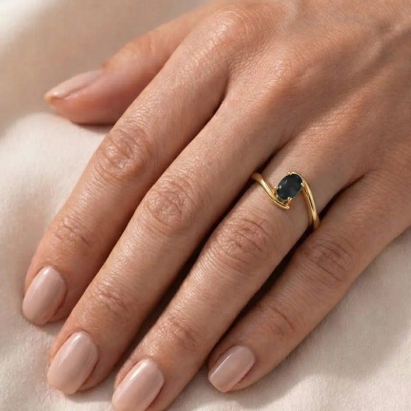 Anel Miami Prata 925 Dourada Ouro 18k - Black Ônix
