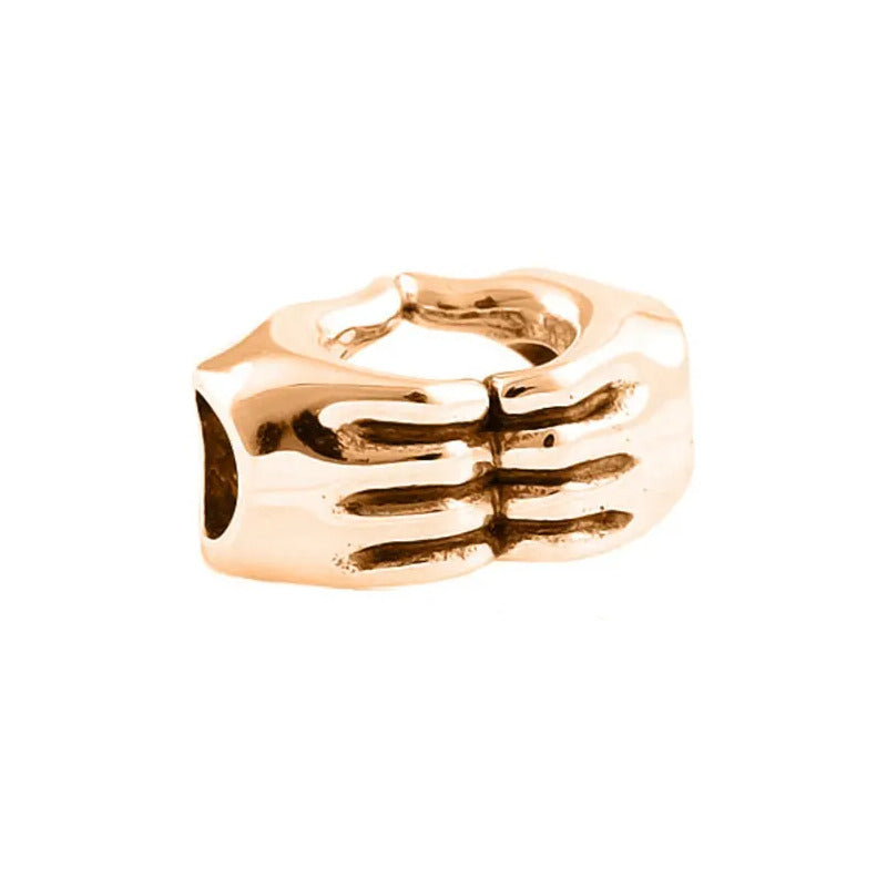Charm Berloque Coração Mãos Prata 925 Dourada 18k Dourado
