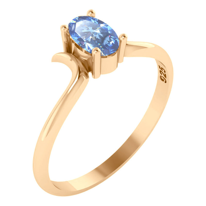Anel Roma Solitário Prata 925 Dourada Ouro 18k - Topázio