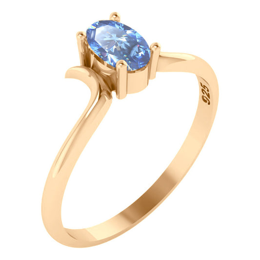Anel Roma Solitário Prata 925 Dourada Ouro 18k - Topázio
