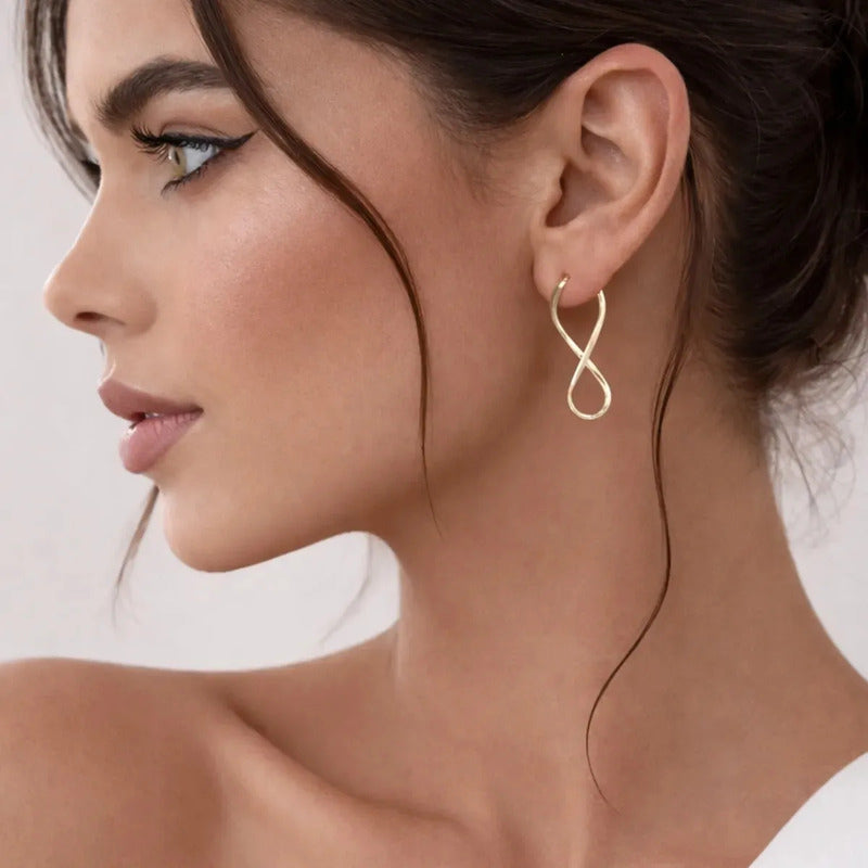 Argola Brinco 3,8cm Infinito Prata 925 Dourada 18k- Feminino