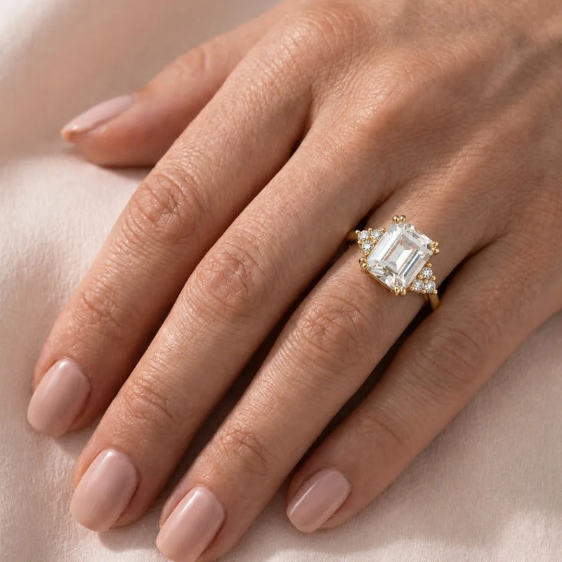 Anel Vintage Clássico Prata 925 Dourada Ouro 18k Zircônia