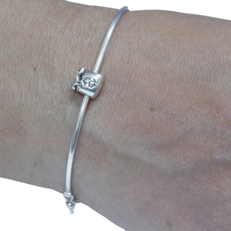 Pulseira Bracelete Rígido Prata 925- Saco De Dinheiro Sorte