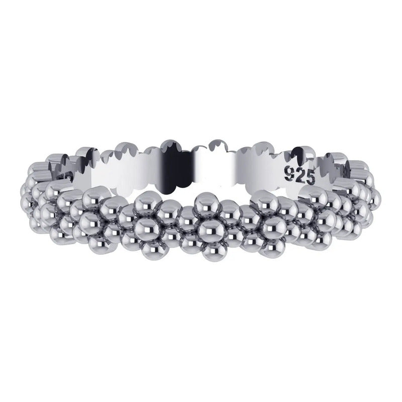 Anel Pura Prata 925 Flor Margaridas -feminino