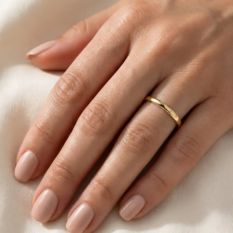 Aliança Lisa Meia Cana Prata 925 Ou Banhada Ouro 18k Prata Dourada 18k 21