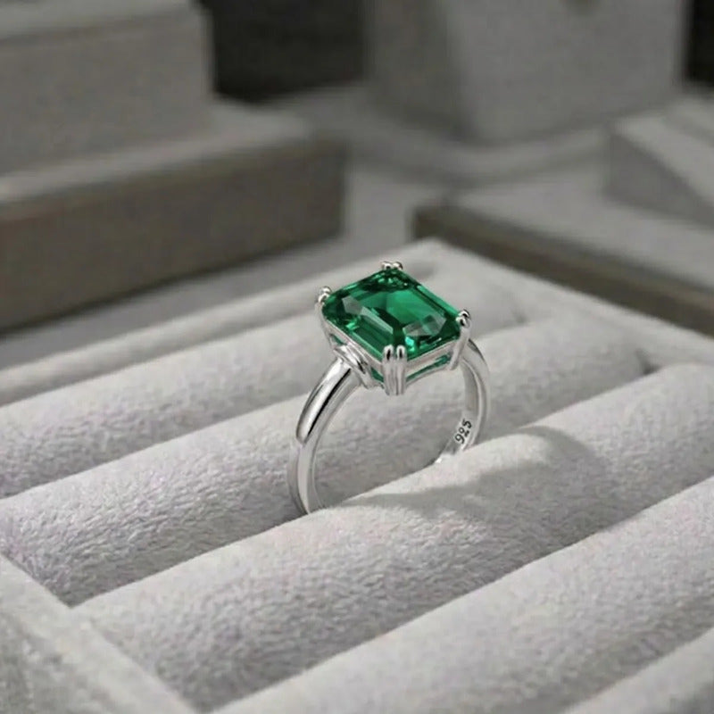 Anel Esmeralda Prata 925 Vintage - Exclusivo