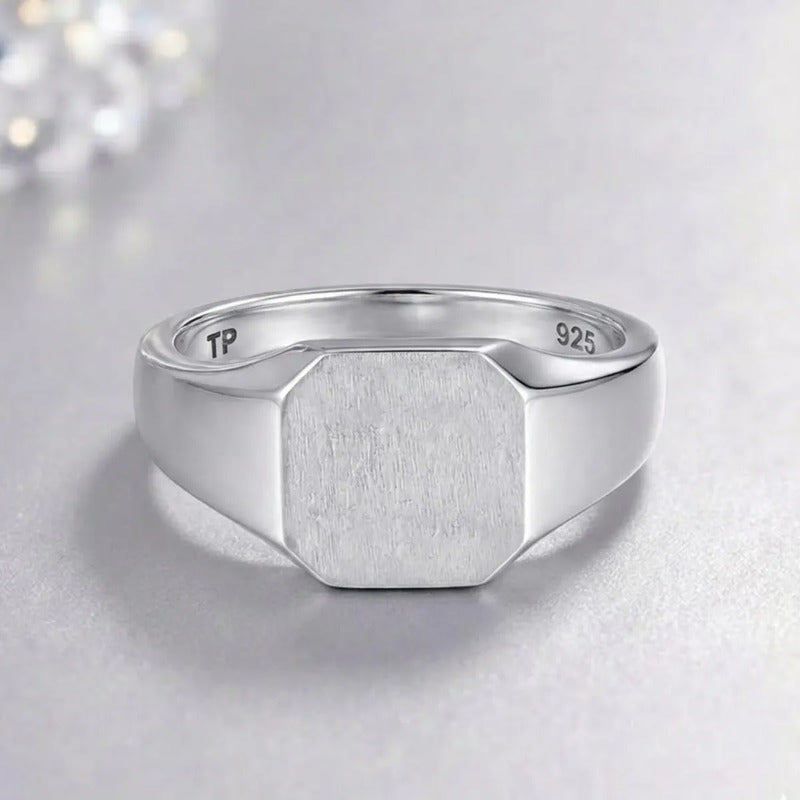 Anel De Prata 925 Sólido Feminino Retangular - Exclusivo