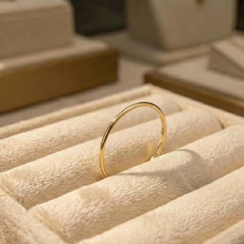 Anel Fio Redondo Aliancinha Prata 925 Dourada  Ouro 18k