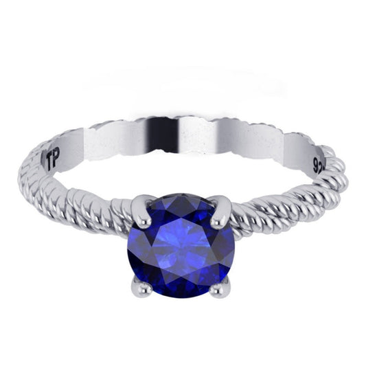 925 Silver Twisted Sapphire Solitaire Ring - Exclusive