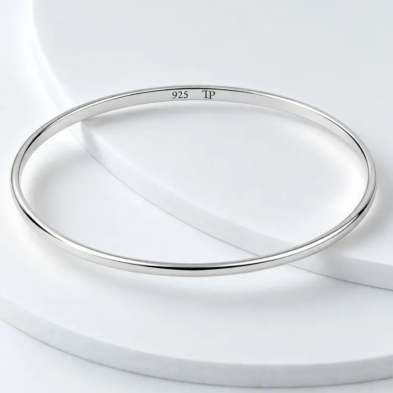 Pulseira Bracelete Liso Prata 925 Maciço 7 Cm