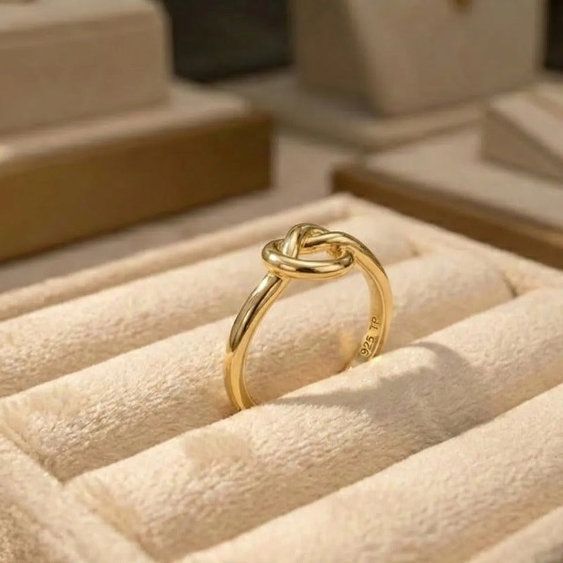 Anel Nozinho Prata 925 Dourada 18k - Fio Redondo