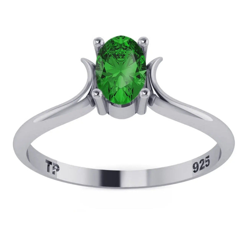 Anel De Prata 925 Roma  Esmeralda - Exclusivo