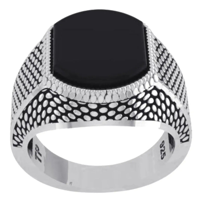 Anel Masculino De Prata 925 Black Onix - Exclusivo
