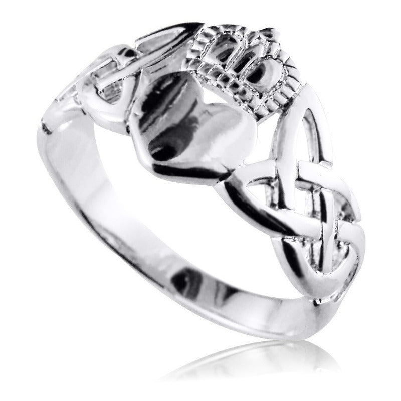 Anel Celta Claddagh Pura Prata 925 Unisex - Exclusivo  -  Compre Joias Direto Da Fábrica E Economize Dinheiro